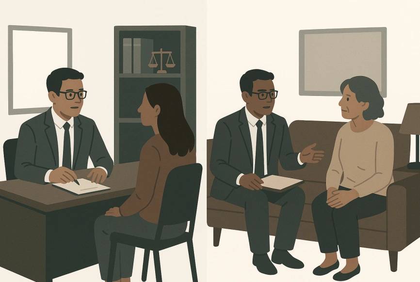 Flexible legal consultation options illustration